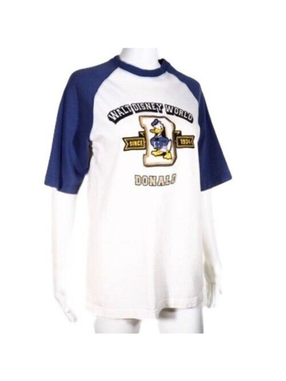 Vintage Walt Disney World Small Donald Duck 1934 Baseball Tee With Blue Raglan S